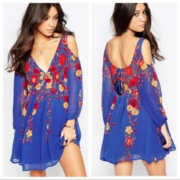 Free People Dresses & Skirts - Free People Penny Lover Mini Dress Blue HW9603